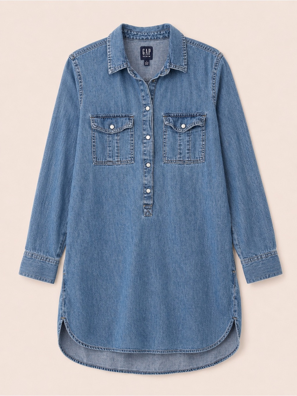 GAP Blue Denim Tunic Button Up Shirt Dress Women’s M